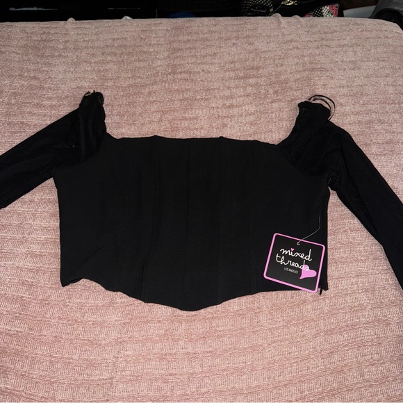 Mixed Threads Black Corset Crop Top Sz Large - Picture 4 of 10